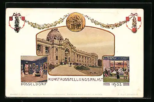 Künstler-AK Düsseldorf, Kunstausstellung 1902, Kunstausstellungspalast