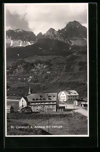 AK St. Christoph, Ansicht am Arlberg mit Valluga
