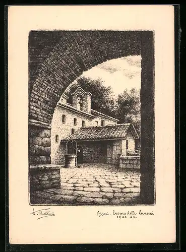 Künstler-AK Assisi, Eremo delle Carreri