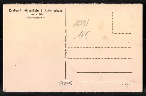 AK Linz a. Rh., Knaben-Erholungsheim St. Antoniushaus, Inneres der Kapelle