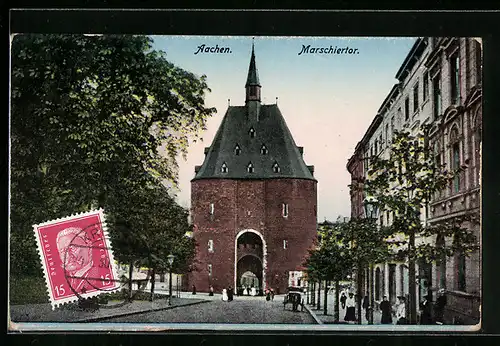 AK Aachen, Strassenpartie am Marschiertor