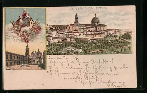Lithographie Loreto, Teilansicht der Stadt