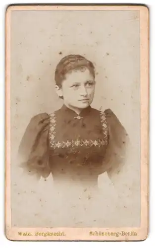 Fotografie Wald. Bergknecht, Berlin-Schöneberg, Colonnen-Strasse 35, Junge Dame im Kleid mit Puffärmeln