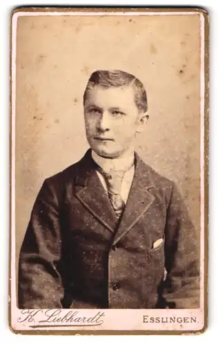 Fotografie K. Liebhardt, Esslingen, Junger Herr im Anzug mit Krawatte