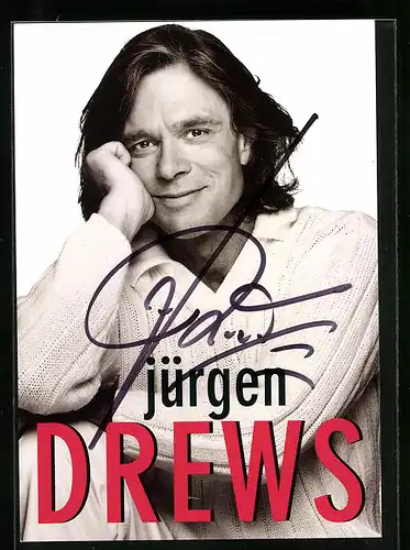 AK Musiker Jürgen Drews mit aufgestütztem Kopf, Autograph