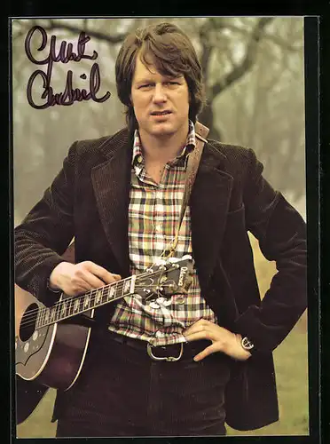 AK Musiker Gunter Gabriel mit Gitarre und Autograph
