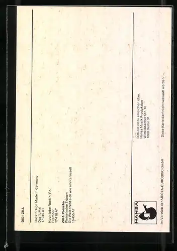 AK Musiker Didi Zill mit Halskette und Autograph