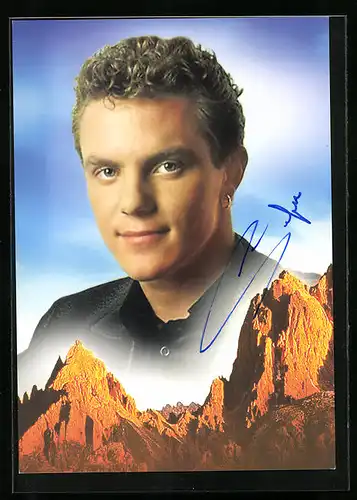 AK Musiker Stefan Mross mit Bergpanorama und Autograph