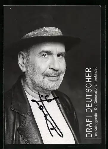 AK Musiker Drafi Deutscher mit Hut und Autograph