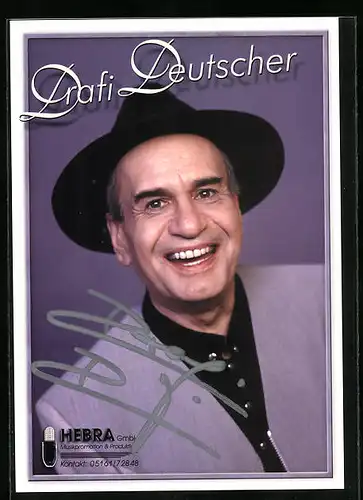 AK Musiker Drafi Deutscher mit Hut und Autograph