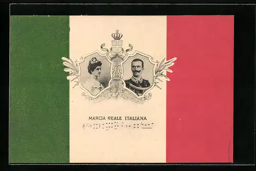 AK Marcia Reale Italiana, Königspaar von Italien