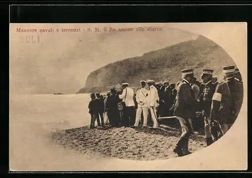 AK Manovre navali e terrestri, S. M., il Re assiste allo sbarco
