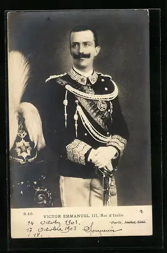 AK Victor Emanuel II. von Italien in Uniform mit Degen