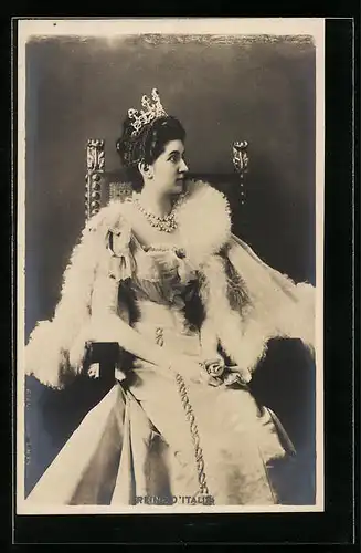 AK Königin Elena von Italien mit Krone