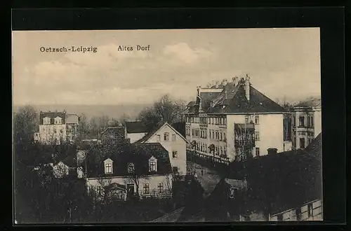 AK Leipzig-Oetzsch, Altes Dorf aus der Vogelschau