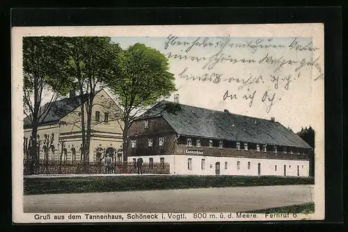 AK Schöneck /Vogtl., Gasthof Tannenhaus, Strassenansicht