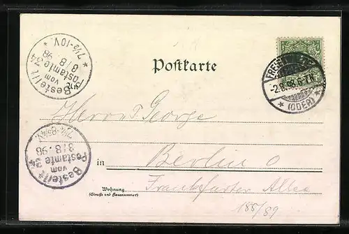 Lithographie Freienwalde, Totalansicht, Kurhaus, Kriegerdenkmal