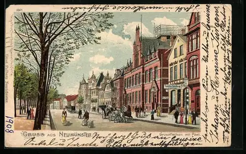 Lithographie Neumünster, Grossflecken mit Post