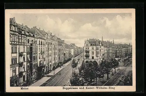 AK Mainz, Boppstrasse und Kaiser-Wilhelm-Ring