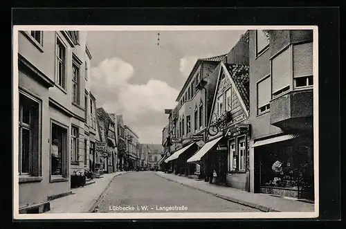 AK Lübbecke i. W., Langestrasse, Cigarrenhaus