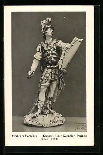 AK Erfurt, Städtisches Museum, Meissener Porzellan, Krieger-Figur