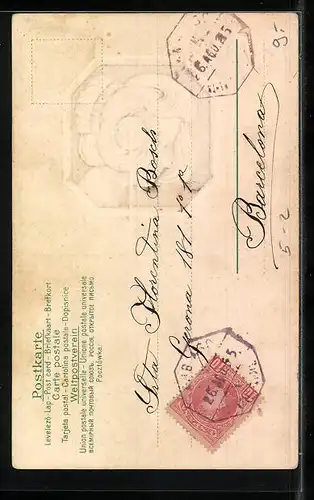 Präge-AK Frauenkopf mit Ohrschmuck, Jugendstil