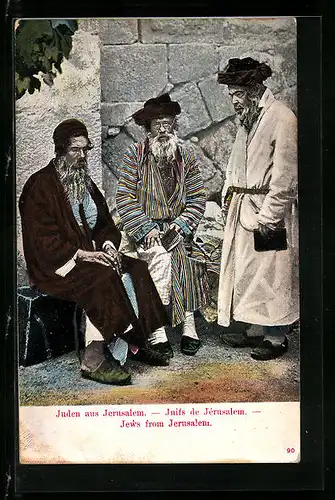 AK Jerusalem, Ältere Juden in traditioneller Kleidung