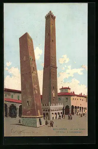 Künstler-AK Bologna, Le Due Torri