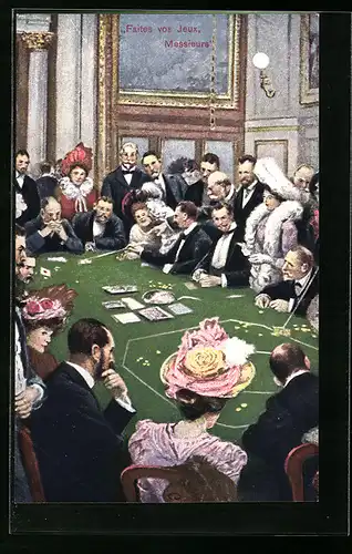 Künstler-AK Monte Carlo, Faites vos Jeux, Messieurs