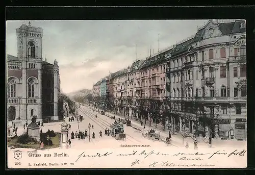 AK Berlin, Rathenowerstrasse mit Zigarrengeschäft und Pferdebahn