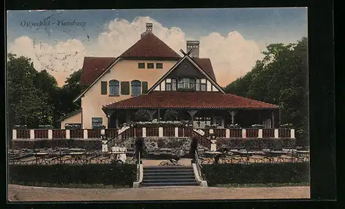 AK Flensburg, Ansicht von einem Restaurant im Ostseebad