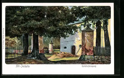 Künstler-AK Alt-Jocketa, Gutshofeingang