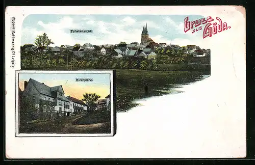 AK Göda, Am Kirchplatz, Totalansicht vom Ort