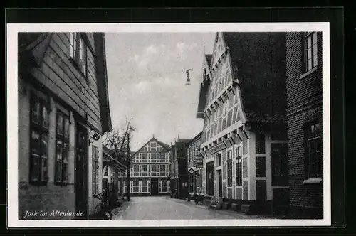 AK Jork im Altenlande, Strassenpartie mit Wohnhäusern