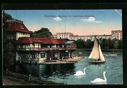 AK Hamburg-Rotherbaum, Bootshaus des Ruderklubs Hammonia