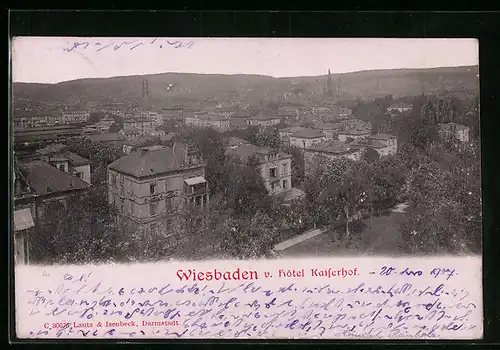 Relief-AK Wiesbaden, Blick v. Hotel Kaiserhof