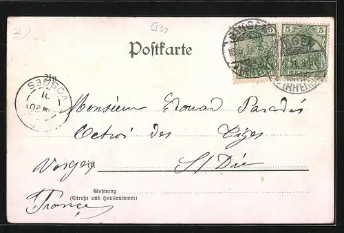 Lithographie Bingen, St. Rochuskapelle, Burg Rheinstein