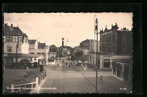 AK Wangerooge, Zedeliusstrasse mit Einwohnern