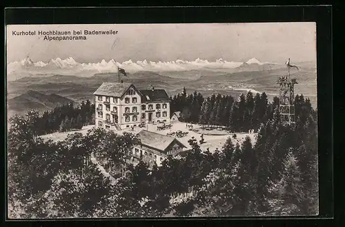 AK Hochblauen bei Badenweiler, Alpenpanorama, Kurhotel
