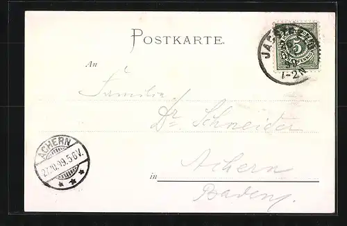 Künstler-AK Wimpfen i. T., Ortsansicht mit Fluss