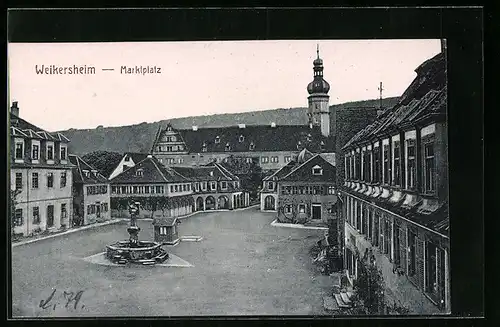 AK Weikersheim, Marktplatz mit Brunnen