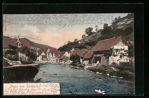AK Schiltach, Wohnhäuser am Fluss