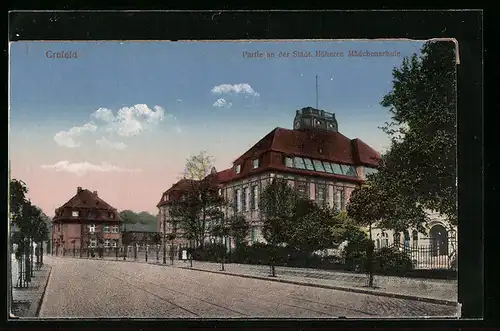 AK Crefeld, Partie an der Stadt, Höheren Mädchenschule