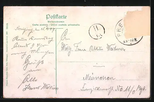 AK Freising, Ortsansicht aus der Vogelschau