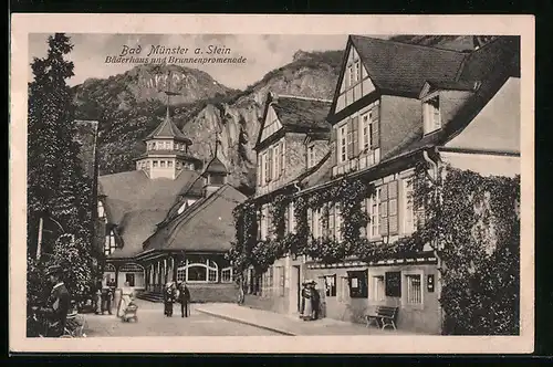 AK Bad Münster a. Stein, Bäderhaus und Brunnenpromenade