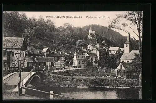 AK Schwarzburg /Thür. Wald, Partie an der Kirche