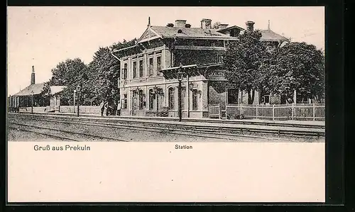 AK Prekuln, Ansicht des Bahnhofsgebäudes