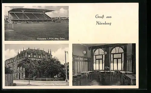 AK Nürnberg, Gasthaus Reichswald, Stadion des 1. FCN Nbg.-Zabo