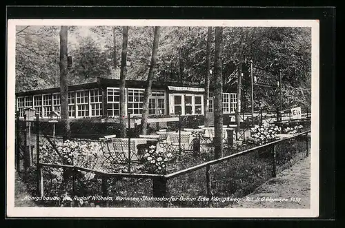AK Berlin-Wannsee, Gasthaus Königsbaude, Inh.: Rudolf Wilhelm, Stahnsdorfer Damm Ecke Königsweg