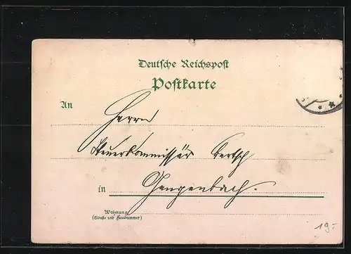 Lithographie Buchen, Ortsansicht, Marktplatz, Kaiserliches Postamt, Bahnhof